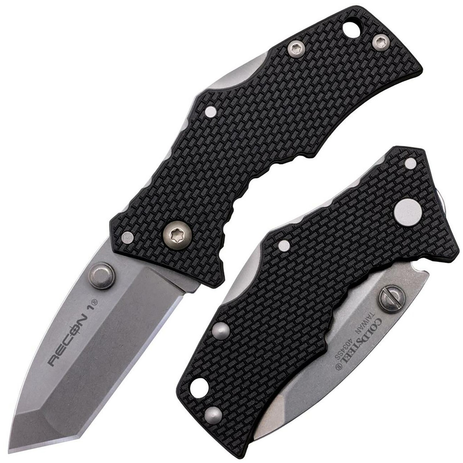 Cold Steel CS27DT Recon 1 Micro 2” Folding Tanto Plain Stonewashed 4034 SS Blade/ Black Griv-Ex Handle Includes Pocket Clip