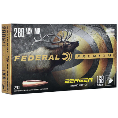 Federal P280AIBCH1 Premium 280Ackley Improved 168gr Berger Hybrid Hunter 20 Per Box/10 Case