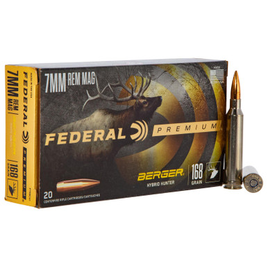 Federal PR7BCH1 Premium 7mmRemMag 168gr Berger Hybrid Hunter 20 Per Box/10 Case