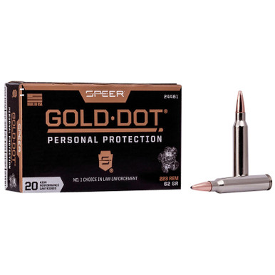 Speer 24461 Gold Dot Personal Protection 223Rem 62gr Soft Point 20 Per Box/10 Case