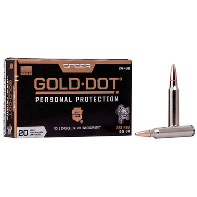 Speer 24468 Gold Dot Personal Protection 223Rem 55gr Soft Point 20 Per Box/10 Case
