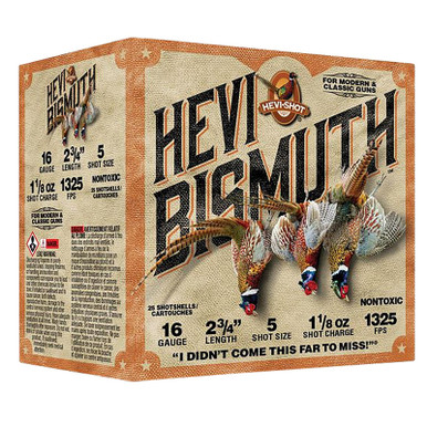 HEVI-Shot HS16715 HEVI-Bismuth Upland 16Gauge 2.75" 1 1/8oz Bismuth 5Shot 25 Per Box/10 Case