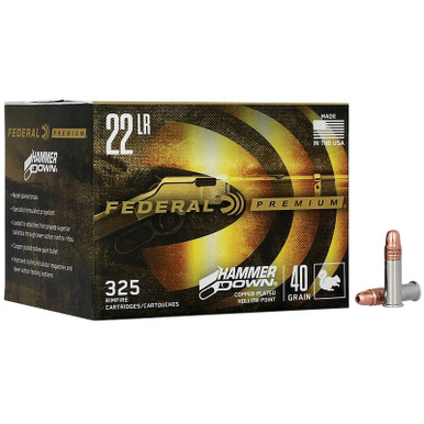 Federal 22HAM Hammer Down Rimfire 22LR 40gr Copper Plated Hollow Point 325 Per Box/10 Case