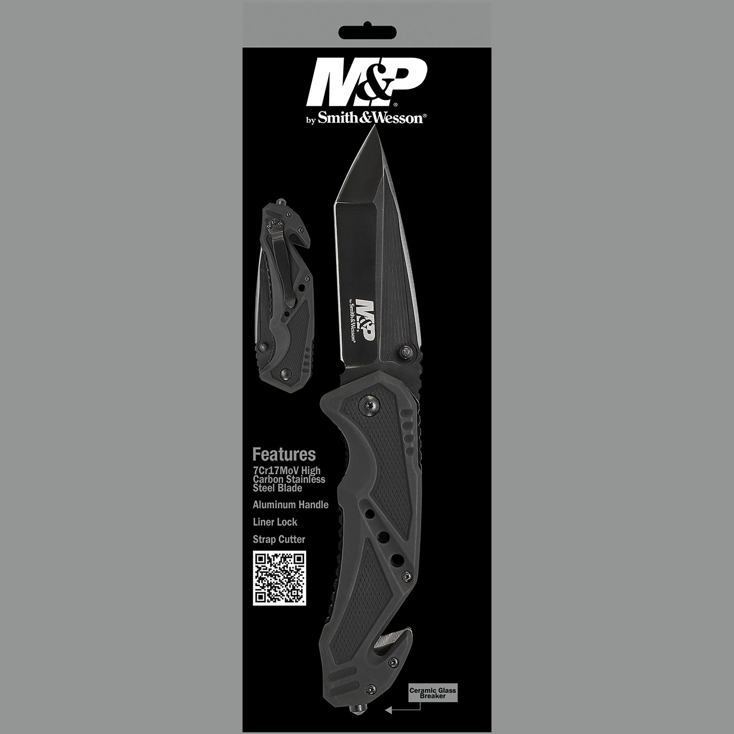 Smith & Wesson Knives SWMP11BCP M&P Rescue 3.80” Folding Tanto Plain Black Stainless Steel Blade Black G10 Handle Features Glass Breaker/Seat Belt Cutter Includes Pocket Clip
