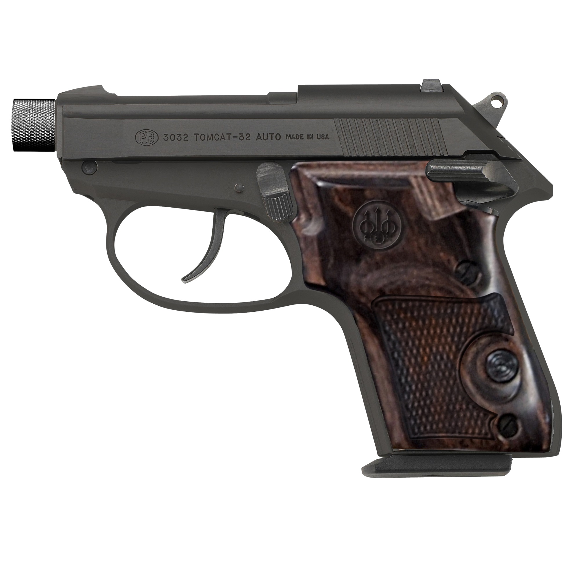 Beretta USA J320125 3032 Tomcat 32 ACP 2.90” 7+1 Black Bruniton Steel Slide Walnut Grip