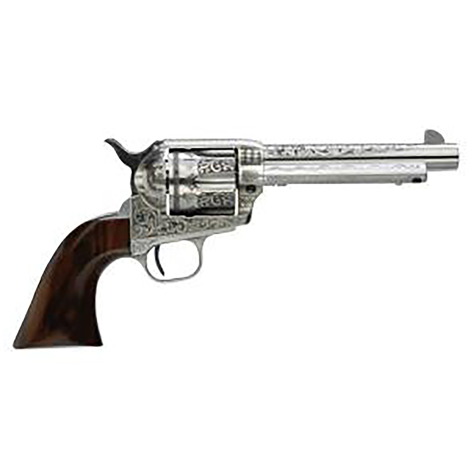 Taylors & Company 555160 1873 Cattleman Uberti 45 Colt (Long Colt) 6 Shot 4.75” White Engraved Round Barrel, Cylinder & Steel Frame, Black Polymer Navy Grip, Exposed Hammer