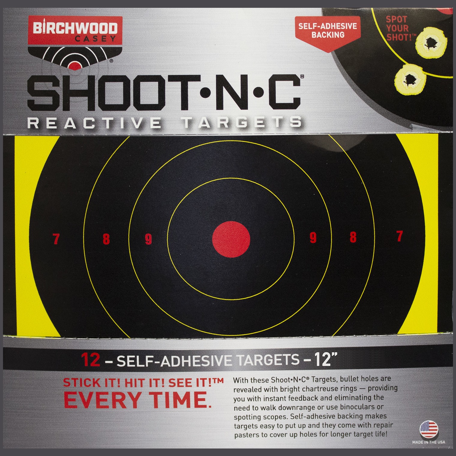 Birchwood Casey TDSNC1212PK Target Dispenser Adhesive Paper 12” Bullseye, Includes Pasters 12 PK