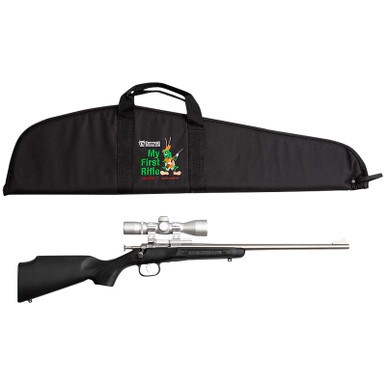 Crickett KSA2245BSC My First Rifle Package 22 S/L/LR Single Shot 16.10" Stainless Steel Barrel & Receiver, Black Synthetic Fixed Stock, 4x32 Scope