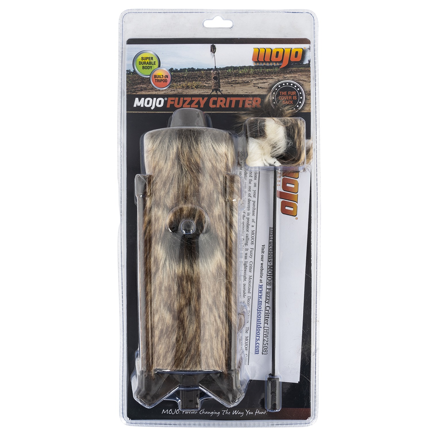 Mojo Outdoors HW2508 Fuzzy Critter Predator Species Brown Features Built-In Tripod