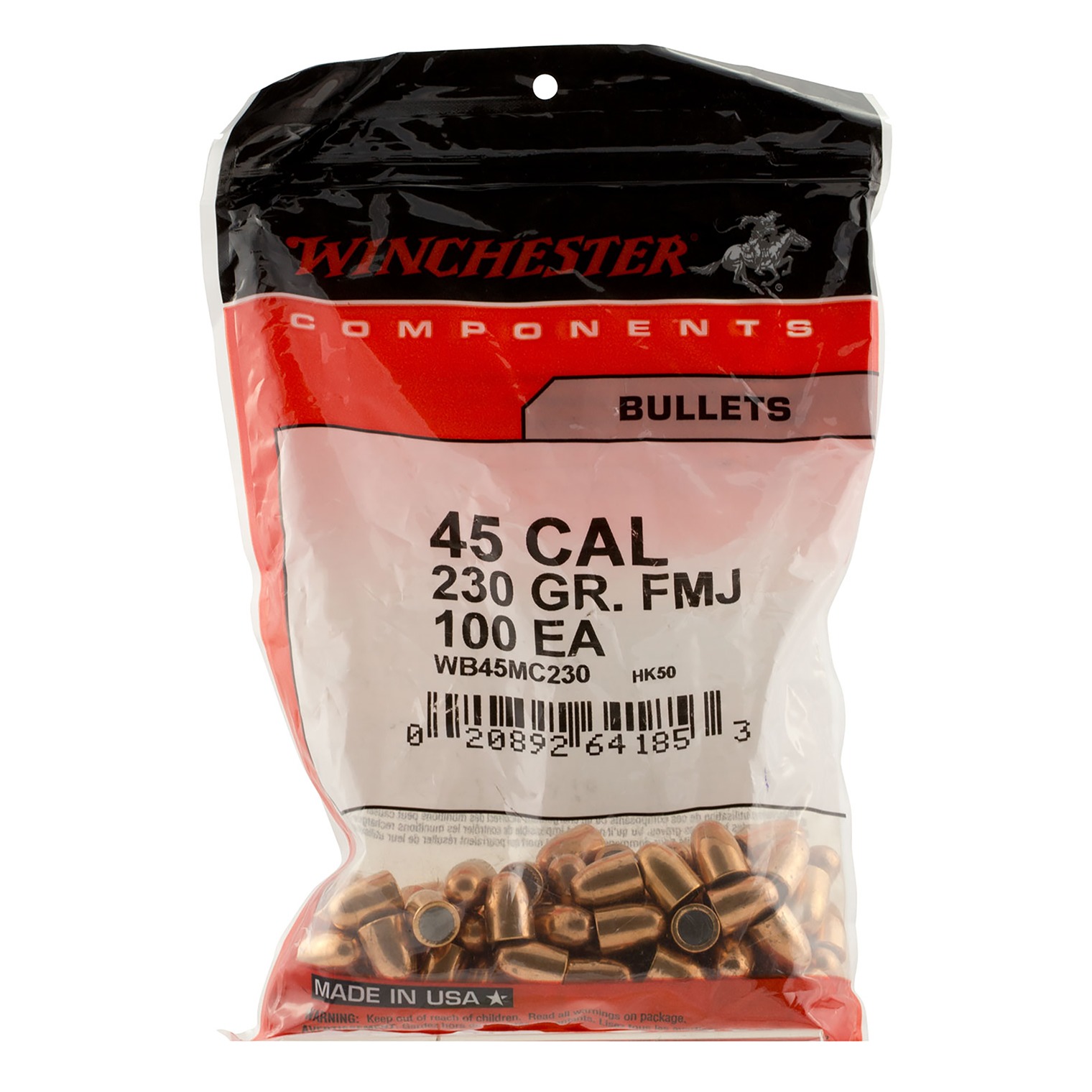 Winchester Ammo WBR45230 Centerfire Handgun 45Cal 230gr Full Metal Jacket Truncated Cone 500 Per Box/3 Case