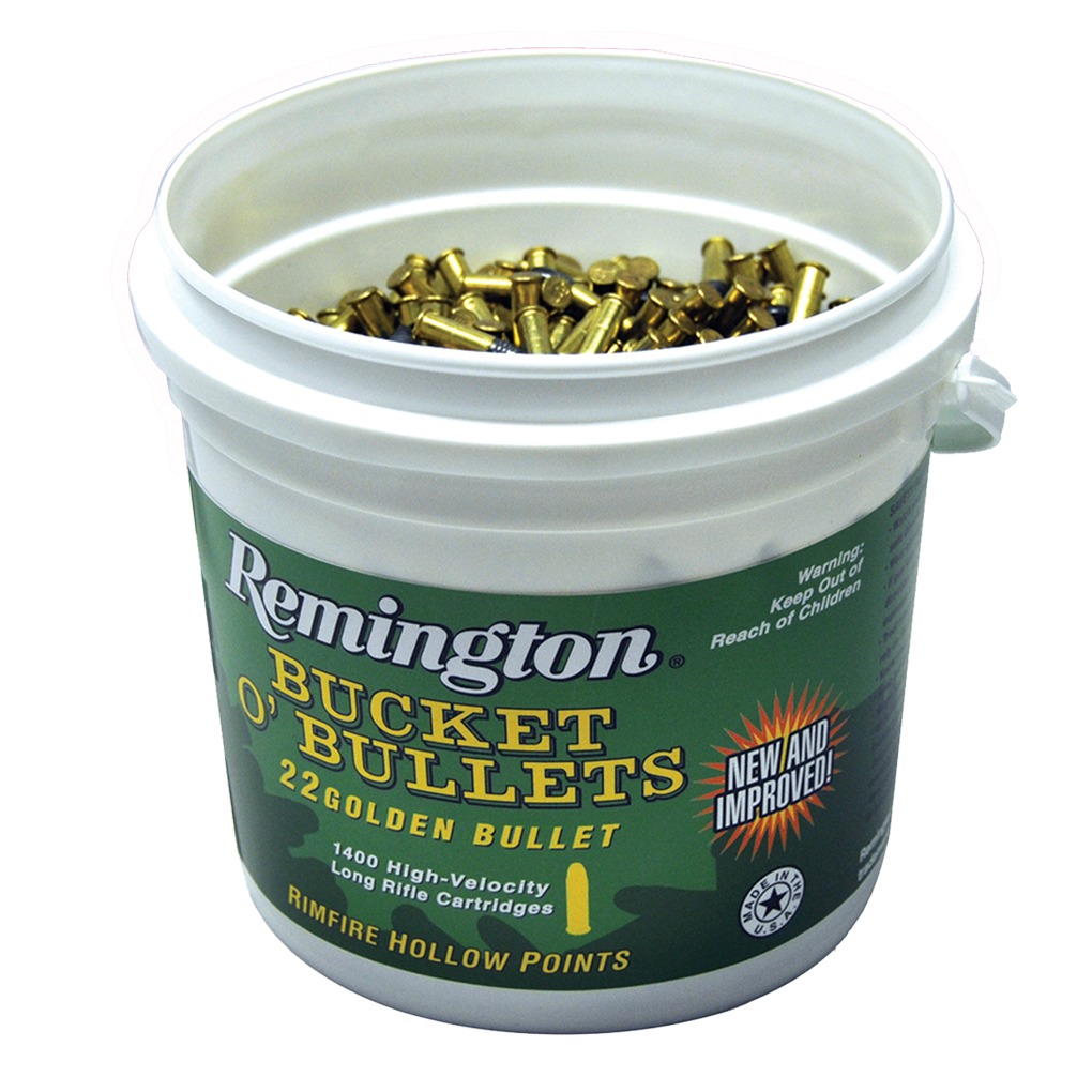 Remington Ammunition 21231 Golden Bullet Bucket O Bullets 22LR 36gr Plated Hollow Point 1400 Per Box/4 Case *Bucket
