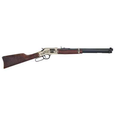 Henry H006GMD Side Gate Deluxe 357 Mag/38 Special 10+1 20" Blued Octagon Barrel, Engraved Polished Brass Rec, Semi-Fancy American Walnut Stock, Adj. Sight