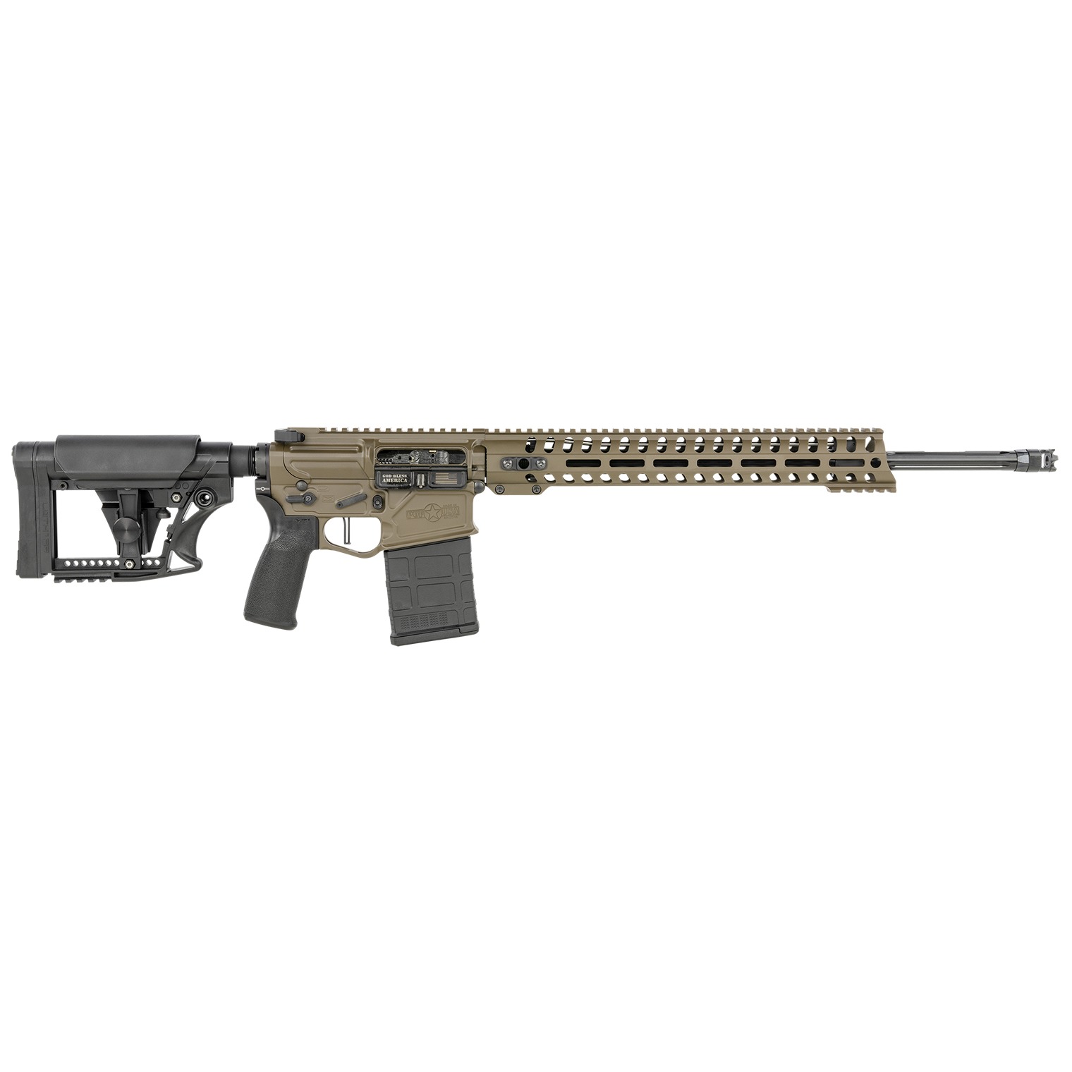 Patriot Ordnance Factory 01737 Rogue Prescott 6.5 Creedmoor 20” DI 20+1 Patriot Brown Rec/14.50” Renegade M-LOK Stainless Steel Fluted Barrel Black Adjustable Stock Black Polymer MFT Grip Right Hand