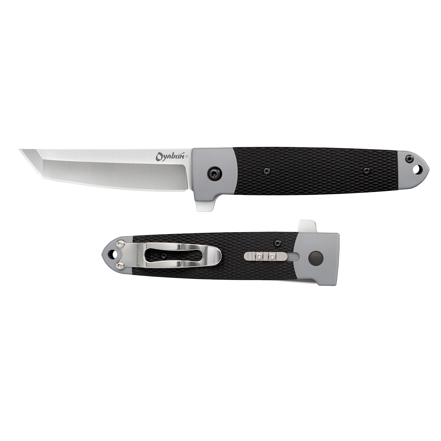 Cold Steel CS-26T Oyabun 3.50” Folding Plain 4034 Stainless Steel Blade/ Griv-Ex Black GRN w/TPR Inlay Handle