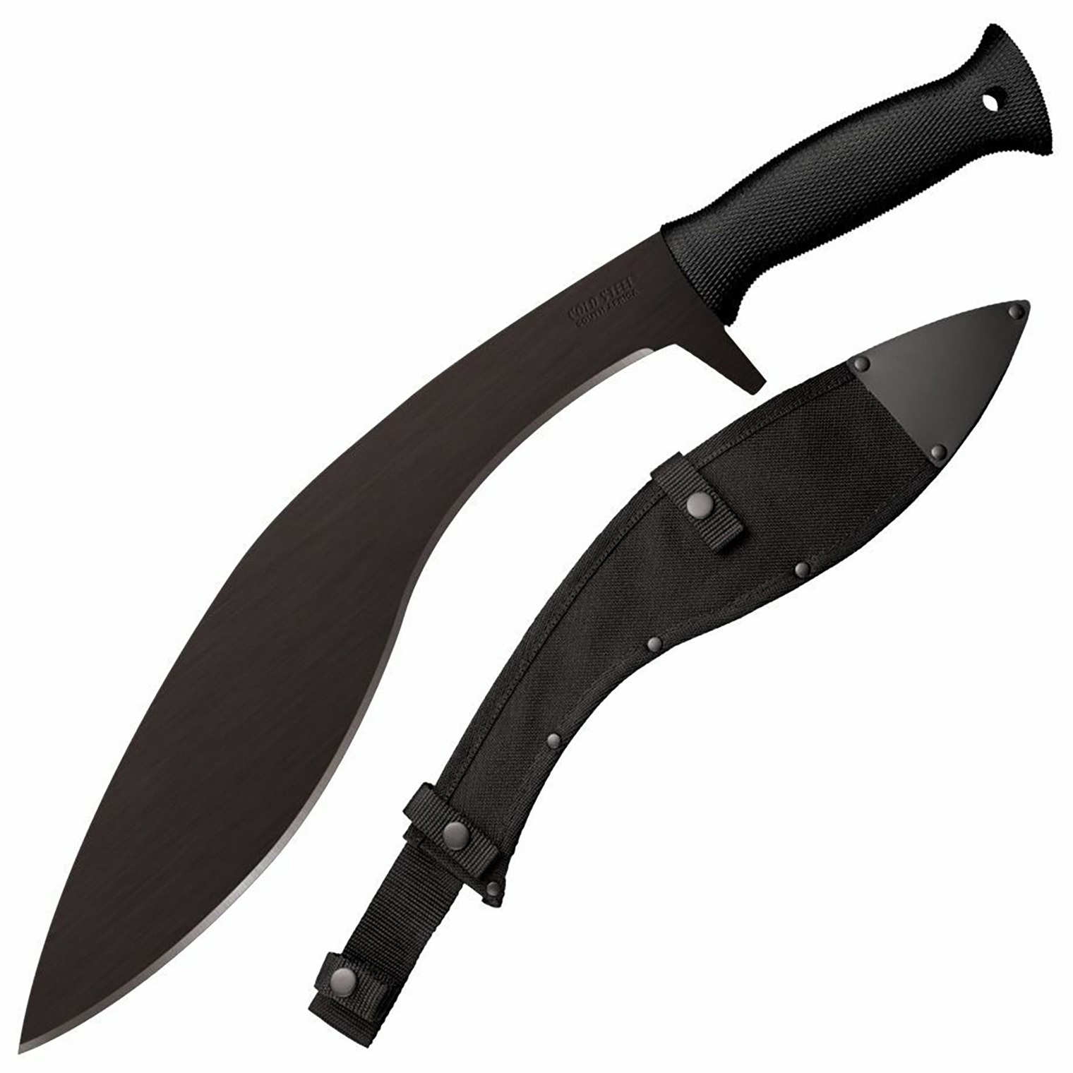 Cold Steel CS97KMPS Kukri Plus 13” Black Matte Baked-On Anti Rust 1055 Carbon Steel Blade/ Black Polypropylene Handle 18” Long Includes Sheath
