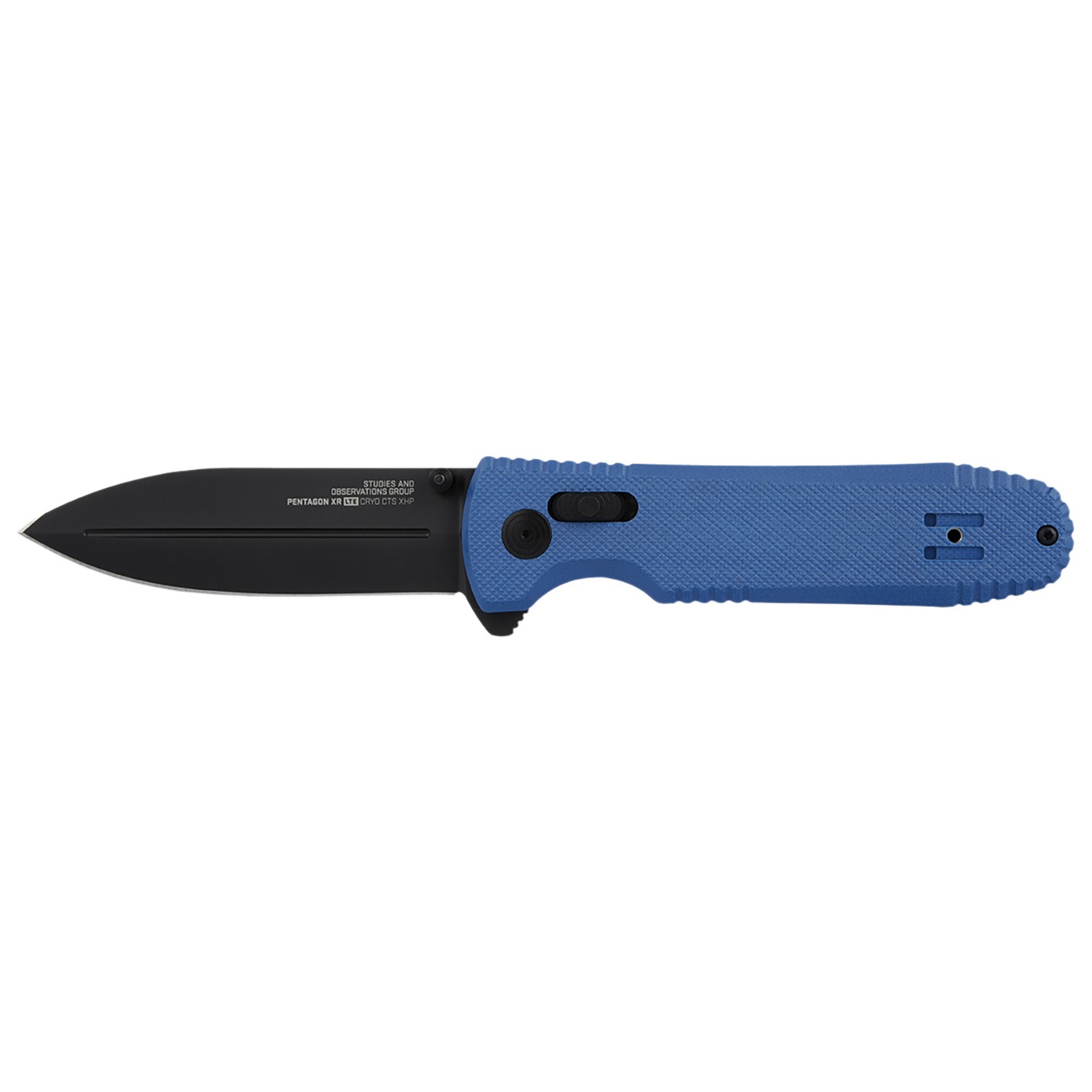 S.O.G SOG12610657 Pentagon XR LTE 3.60” Folding Spear Point TiNi Cryo CTS XHP Blade/Blue G10 Handle Includes Belt Clip