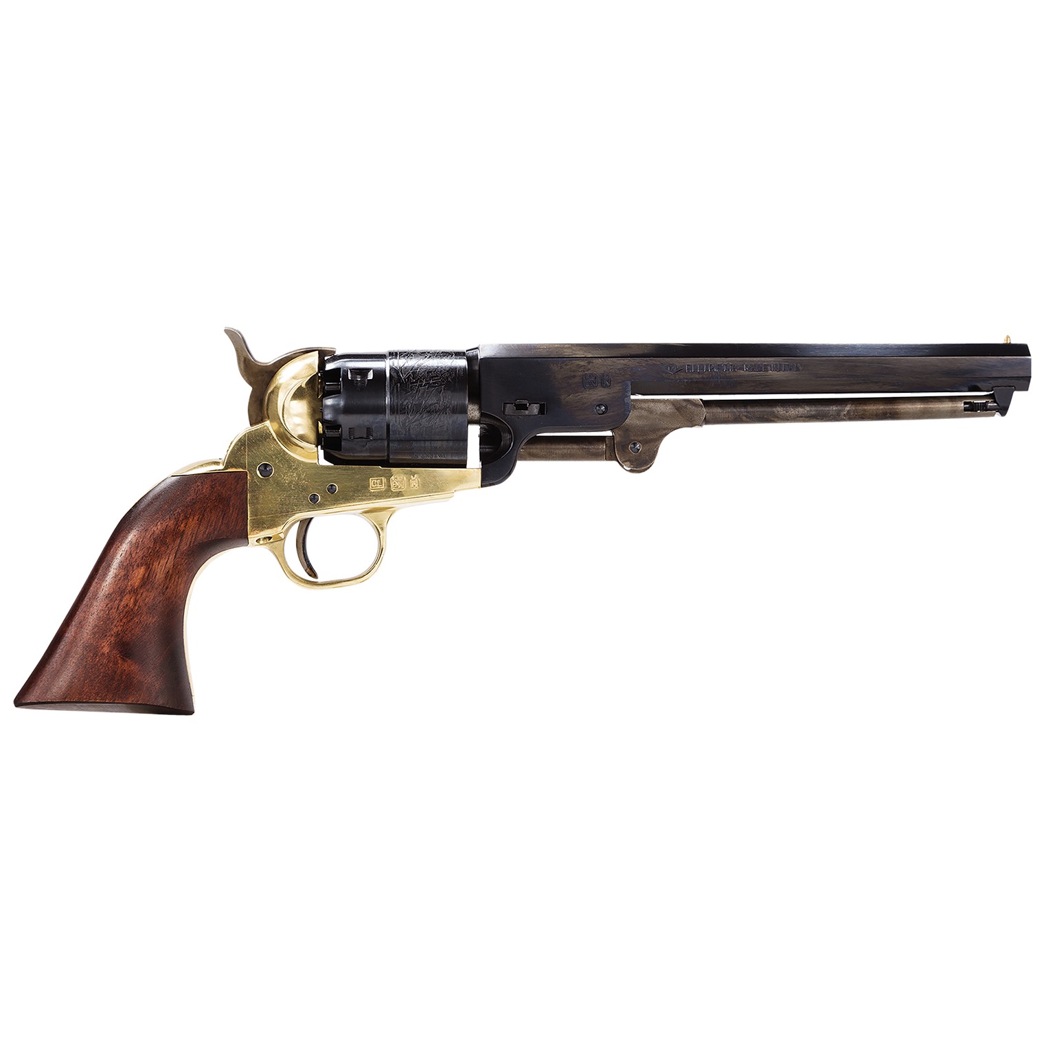 Traditions FR18511 1851 Navy Break Open 44 Cal #11 Percussion 7.50” 6 Shot Brass Frame Blued Barrel & Cylinder Walnut Grip