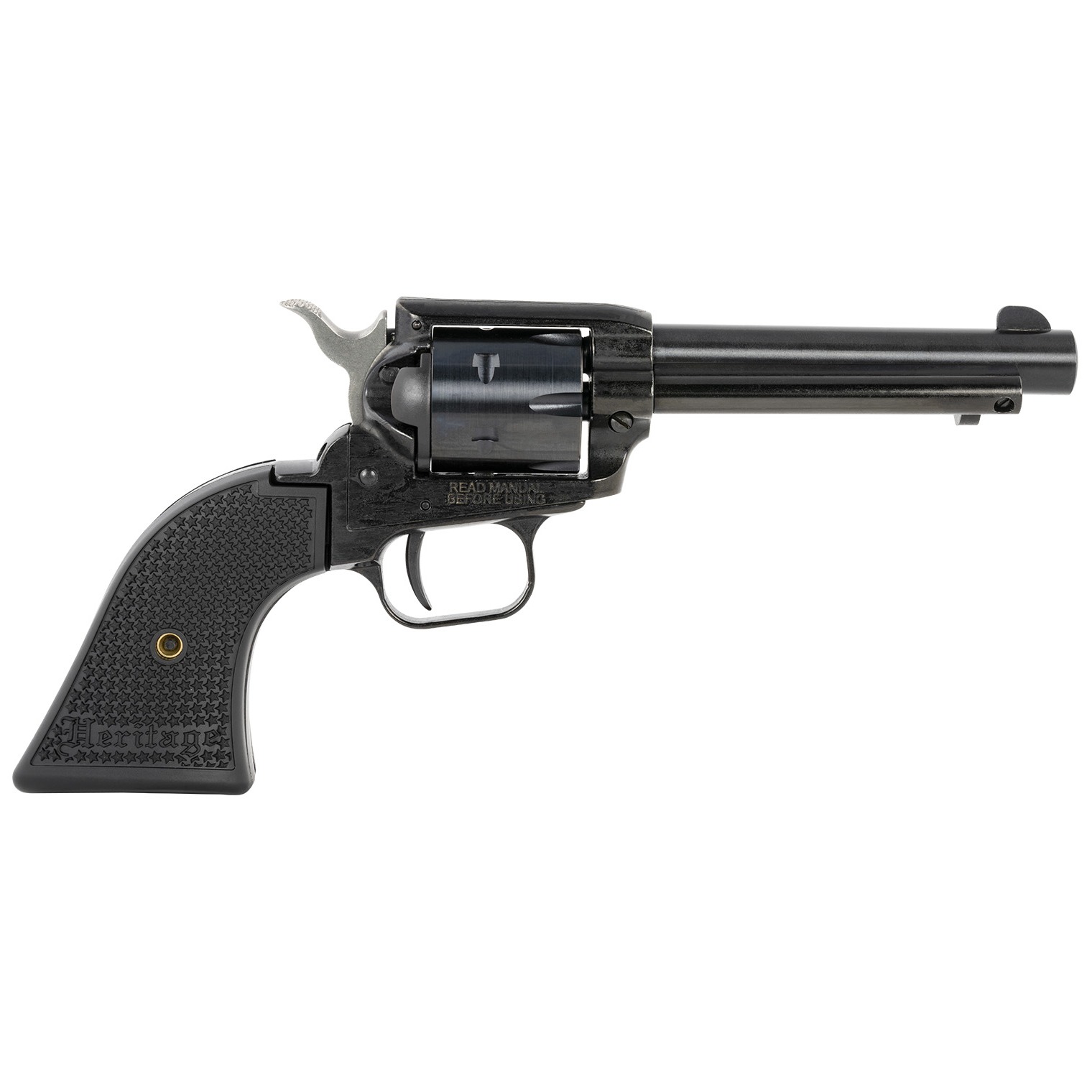 Heritage Mfg RR22B4PG Rough Rider 22 LR 6 Shot, 4.75” Black Steel Barrel, Black Cerakote Zinc Alloy Frame, Black Cerakote Cylinder, Black Polymer Grip, Hammer/Thumb Safety, Exposed Hammer