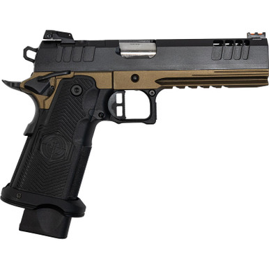 Great Lakes Firearms GL1911DS9FSSBRZ 1911 DS Synergy 9mm Luger 20+1 5" Optic Cut/Serrated Cerakote Black Molded Grip Bronze Frame