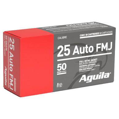 Aguila 1E252110 25ACP 50gr Full Metal Jacket 50 Per Box/20 Case