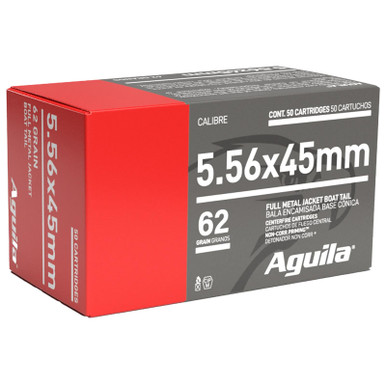 Aguila 1E556110 5.56x45mm NATO 62gr Full Metal Jacket Boat Tail 50 Per Box/20 Case