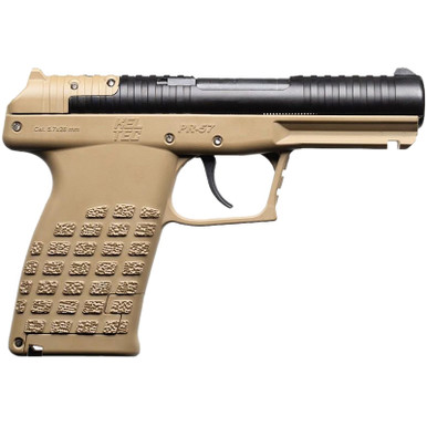 Kel-Tec PR57TAN PR57 Compact Frame 5.7x28mm 20+1 4" Black Steel Barrel, Tan Optic Ready/Serrated Slide, Tan Textured Grip