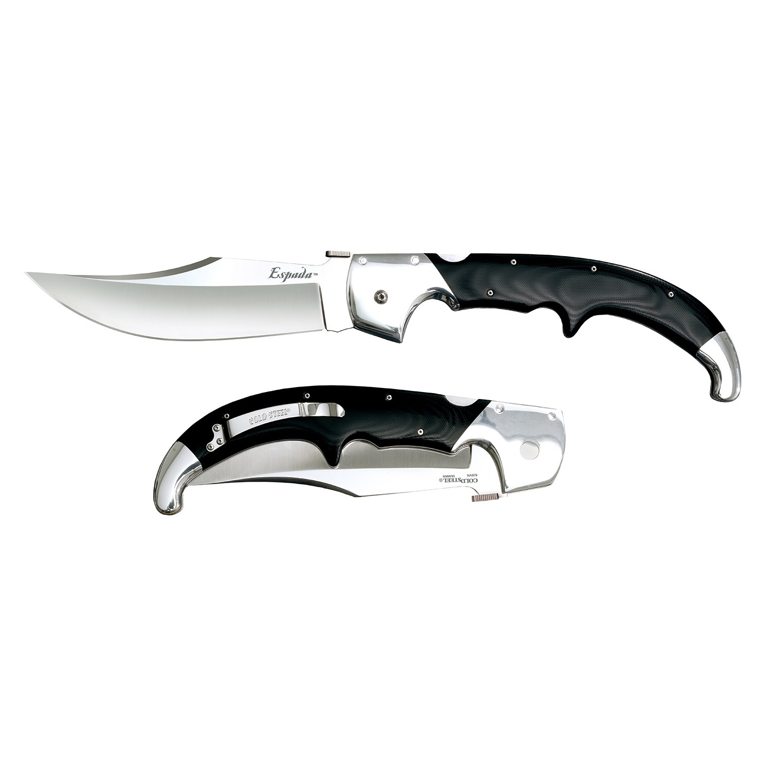 Cold Steel CS62MA Espada XL 7.50” Folding Clip Point Plain S35VN SS Blade/9.25” Black w/Polished Bolsters G10 Handle Includes Belt Clip