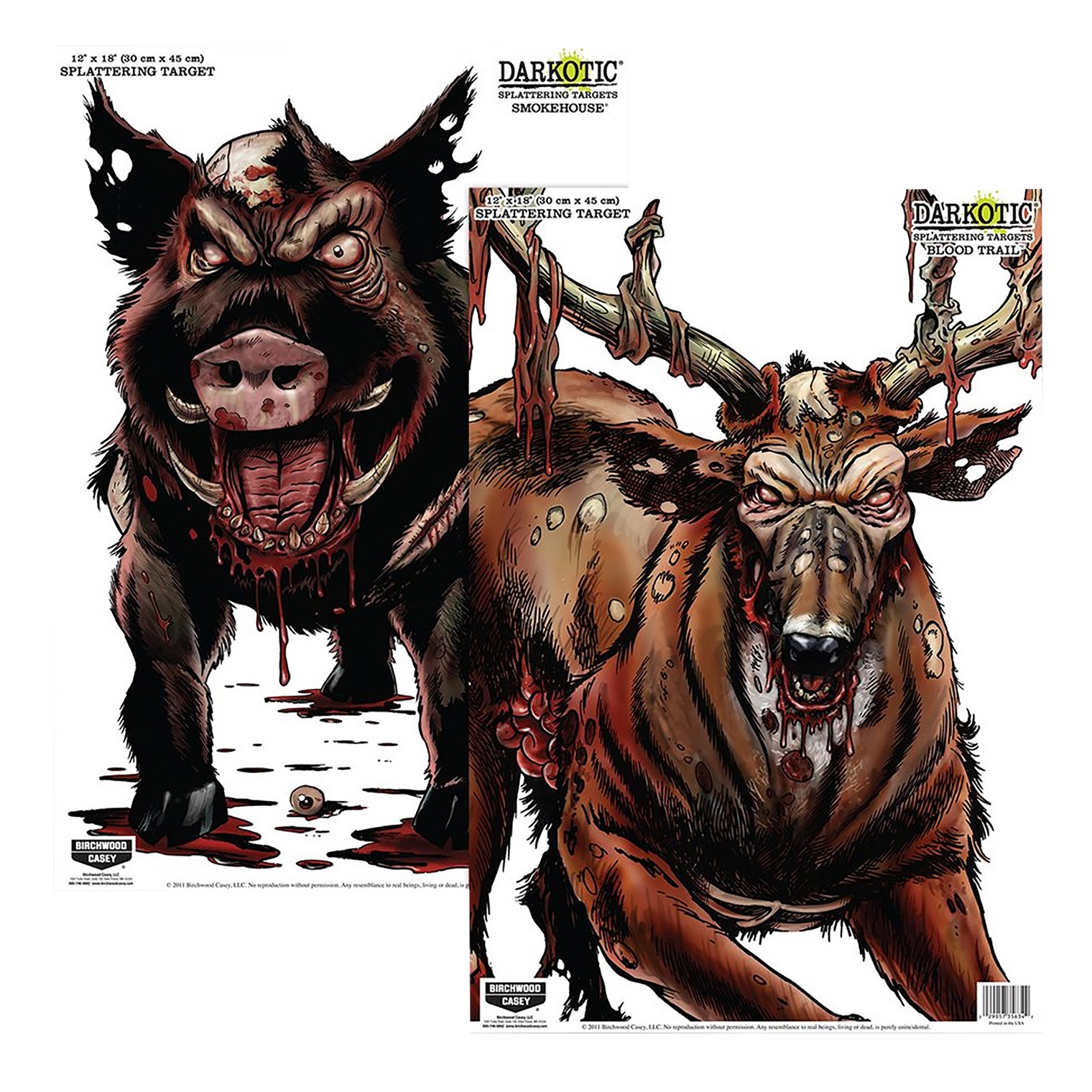 Birchwood Casey 35627 Smokehouse Zombie Deer/Hog Hanging Smokehouse Blood Trail All Firearms 12” x 18” Impact Enhancement Splatter 8 Targets