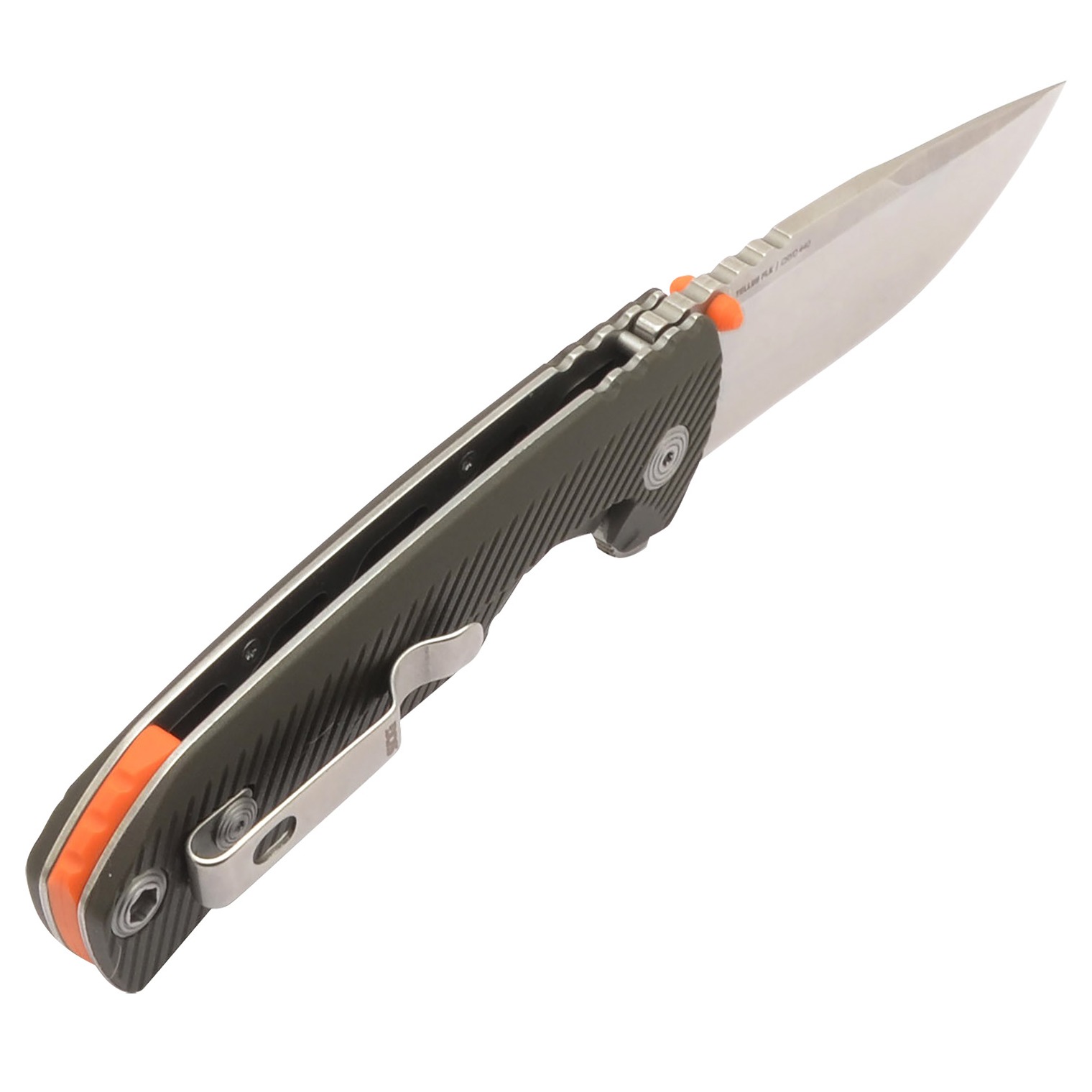 S.O.G SOG14060143 Tellus FLK 3.65” Folding Clip Point Plain Stonewashed Cryo 440C SS Blade/ Olive Drab Textured GRN Handle