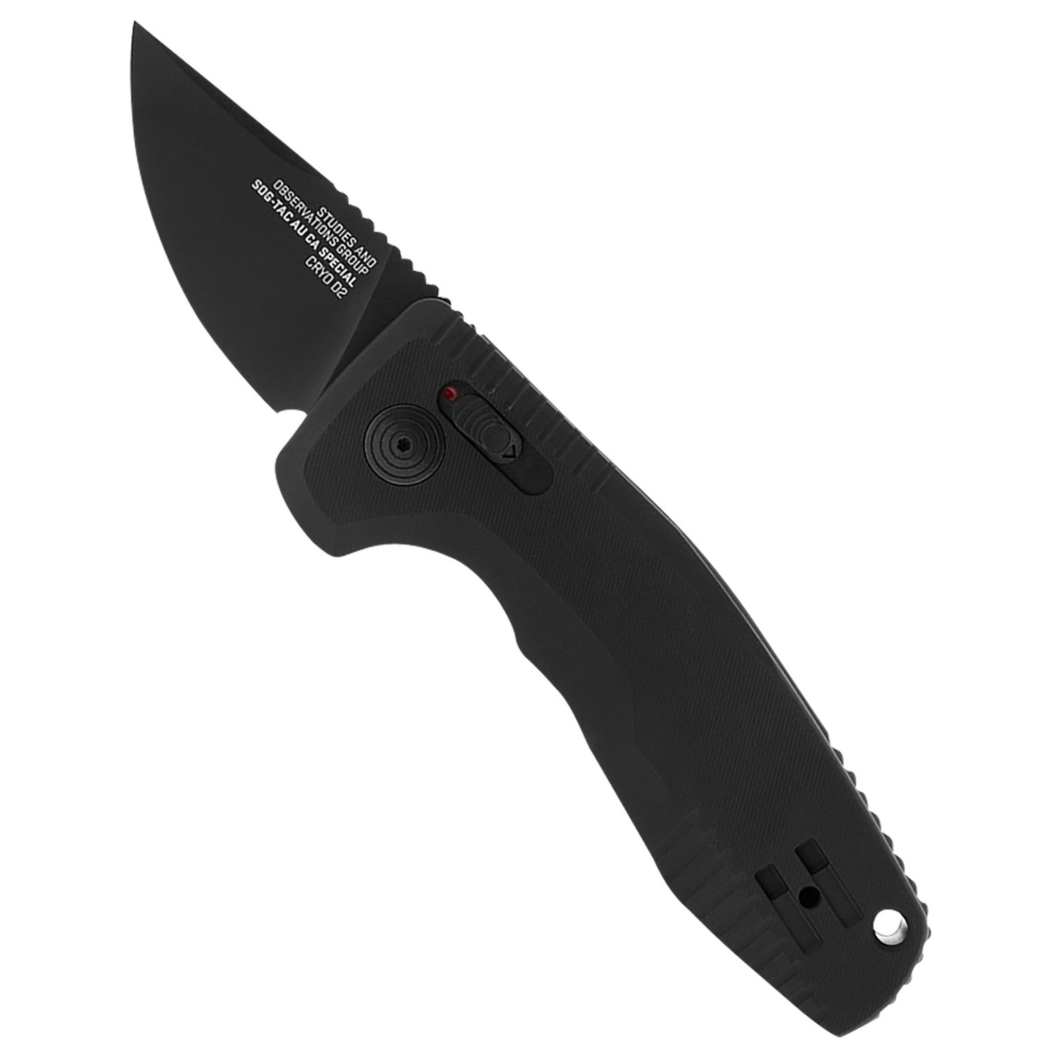 S.O.G SOG12250157 Prohen XR 3.35” Folding Drop Point Plain Black TiNi Cryo D2 Steel Blade, Black Textured G10 Handle