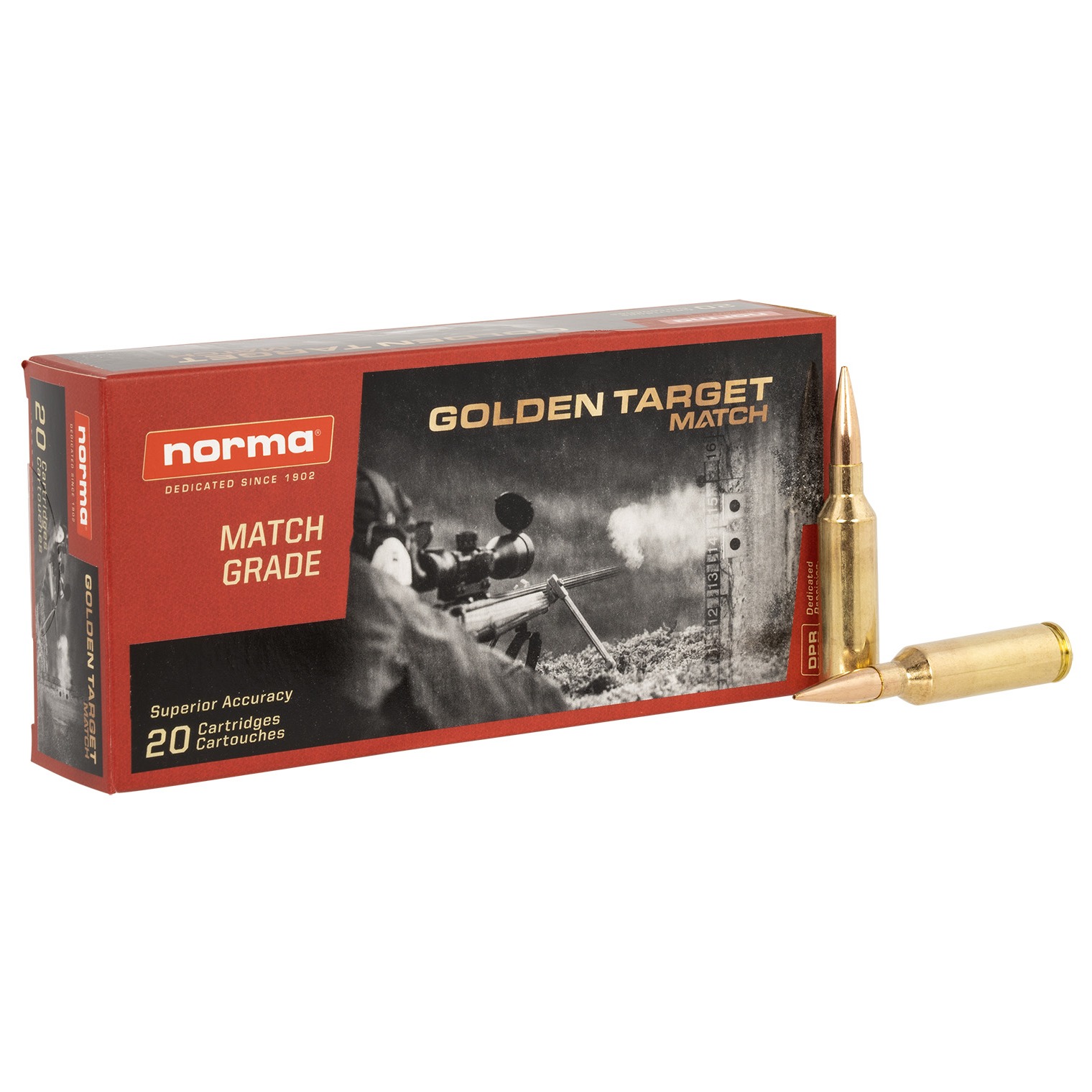 Norma Ammunition 10166462 Dedicated Precision Golden Target Match 6.5PRC 143gr Hollow Point Boat Tail 20 Per Box/10 Case