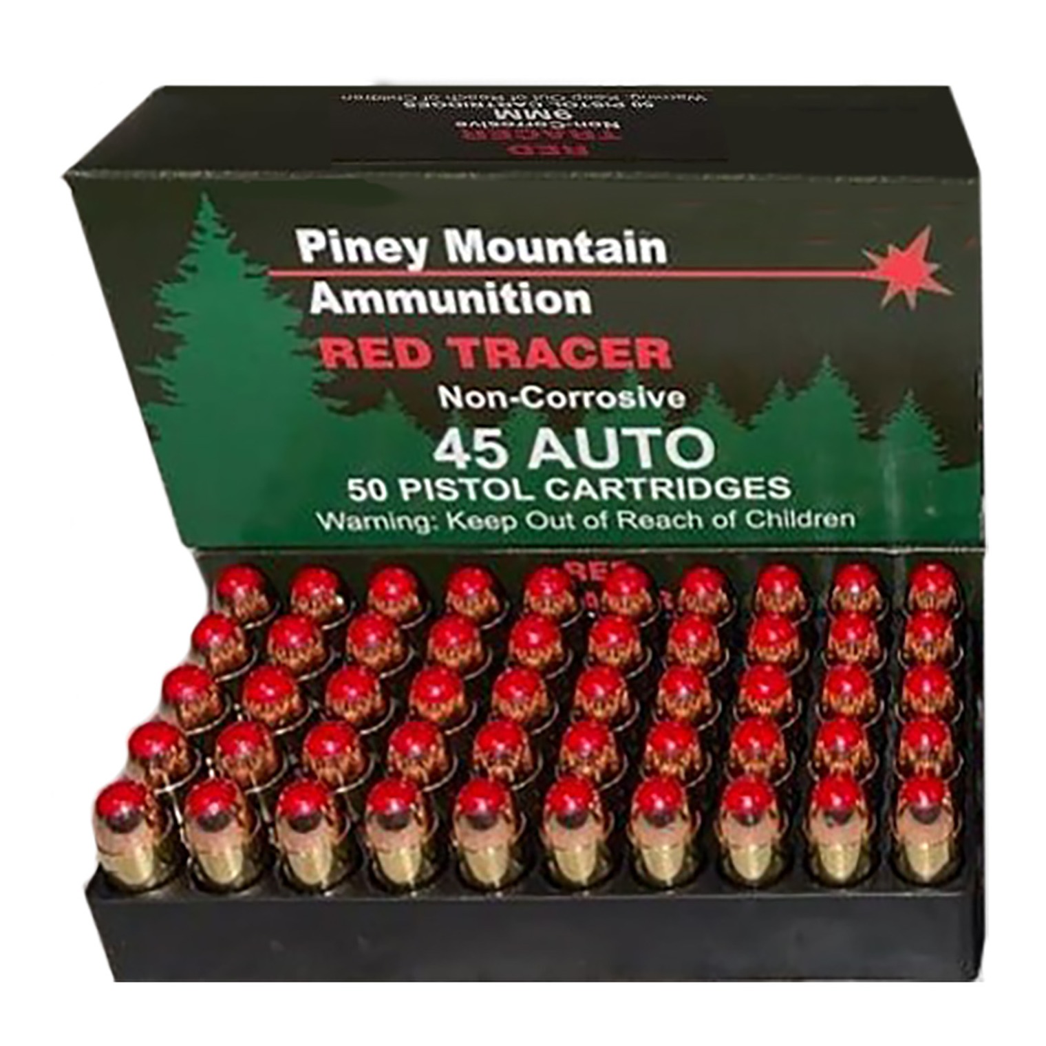 Supernova PMSN45ACR Red Tracer Non Corrosive 45 ACP 225 gr Full Metal Jacket 20 Per Box/ 50 Cs