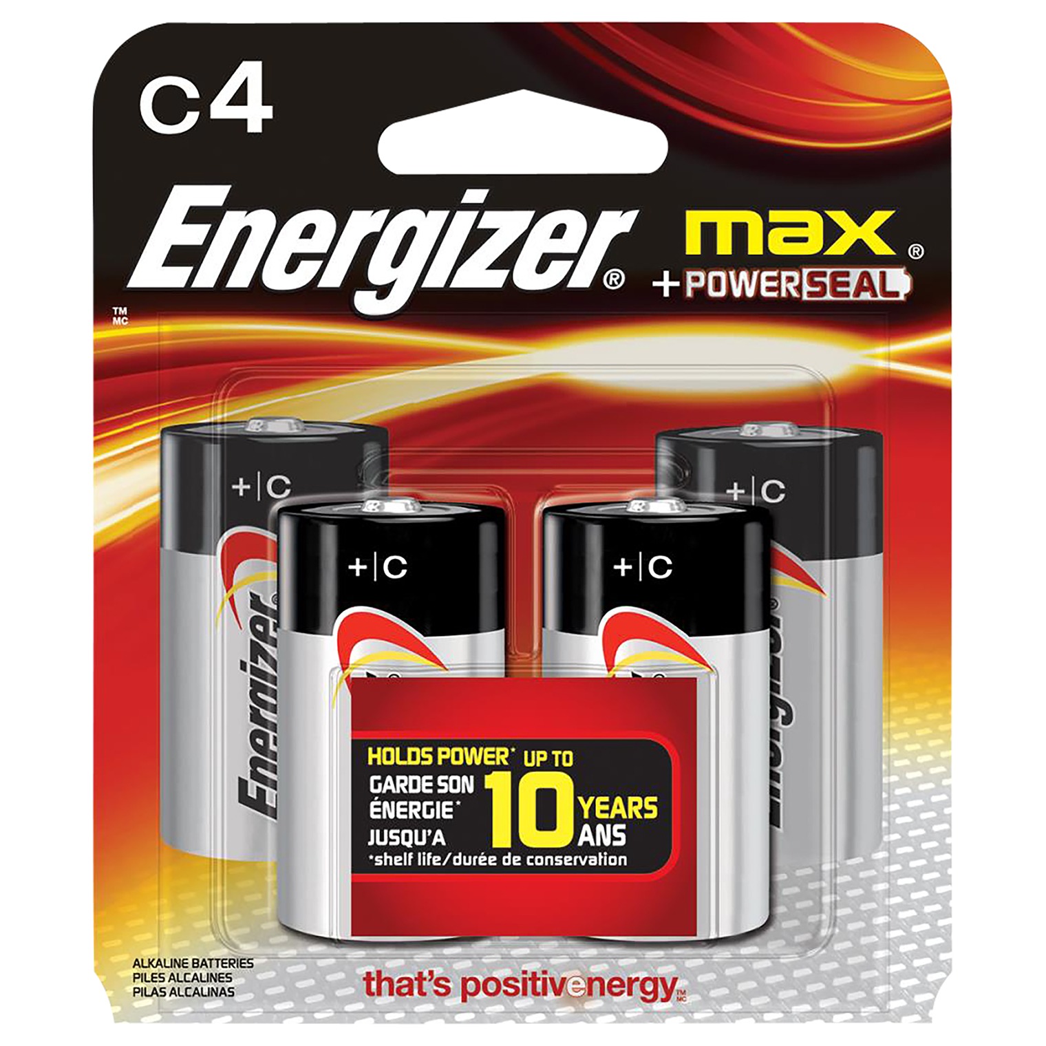 Energizer E93BP4 C Max Black & Silver 1.5V Alkaline, Qty (4) Single Pack