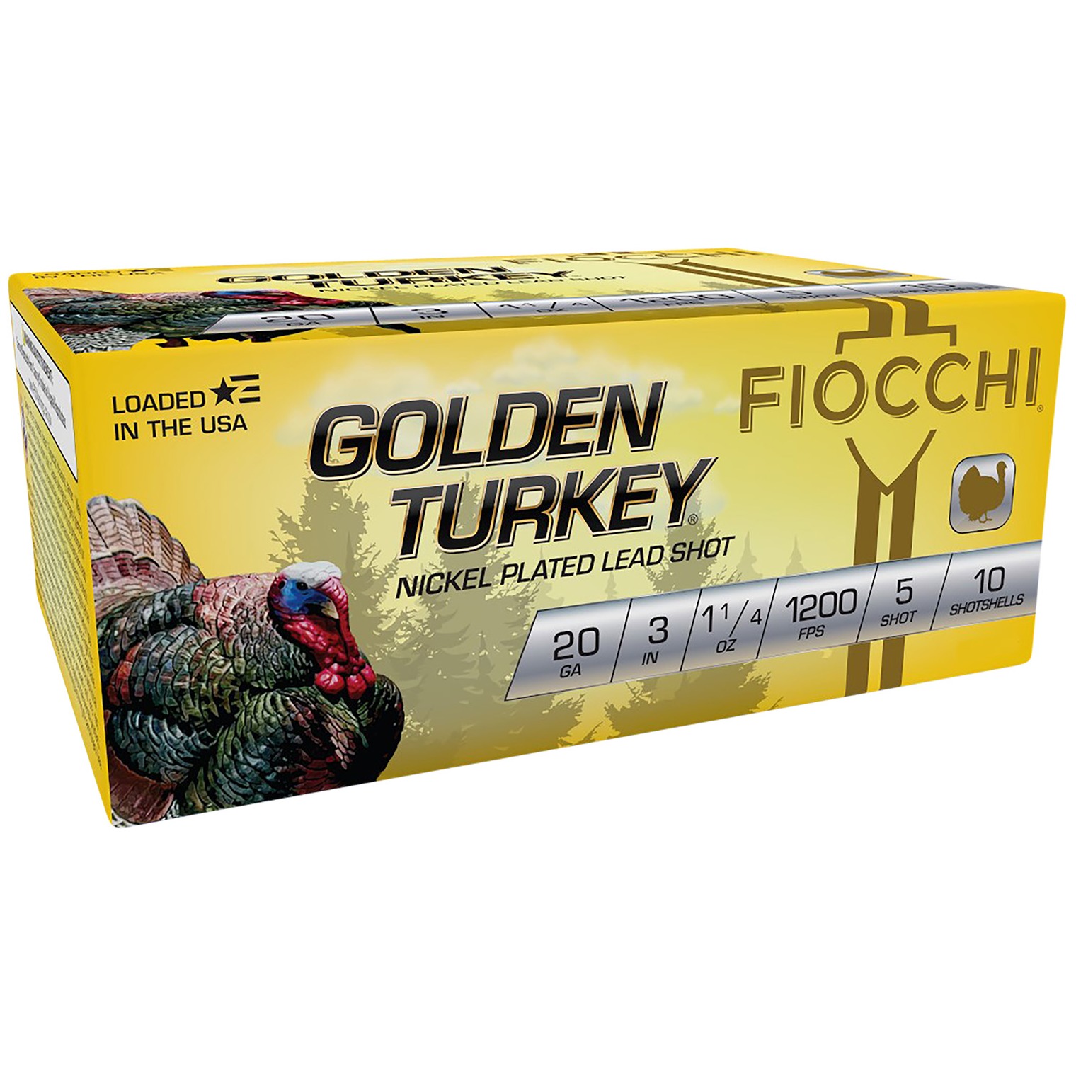 Fiocchi 203TRKC5 Golden Turkey 20Gauge 3” 1 1/4oz 5Shot 10 Per Box/10 Case
