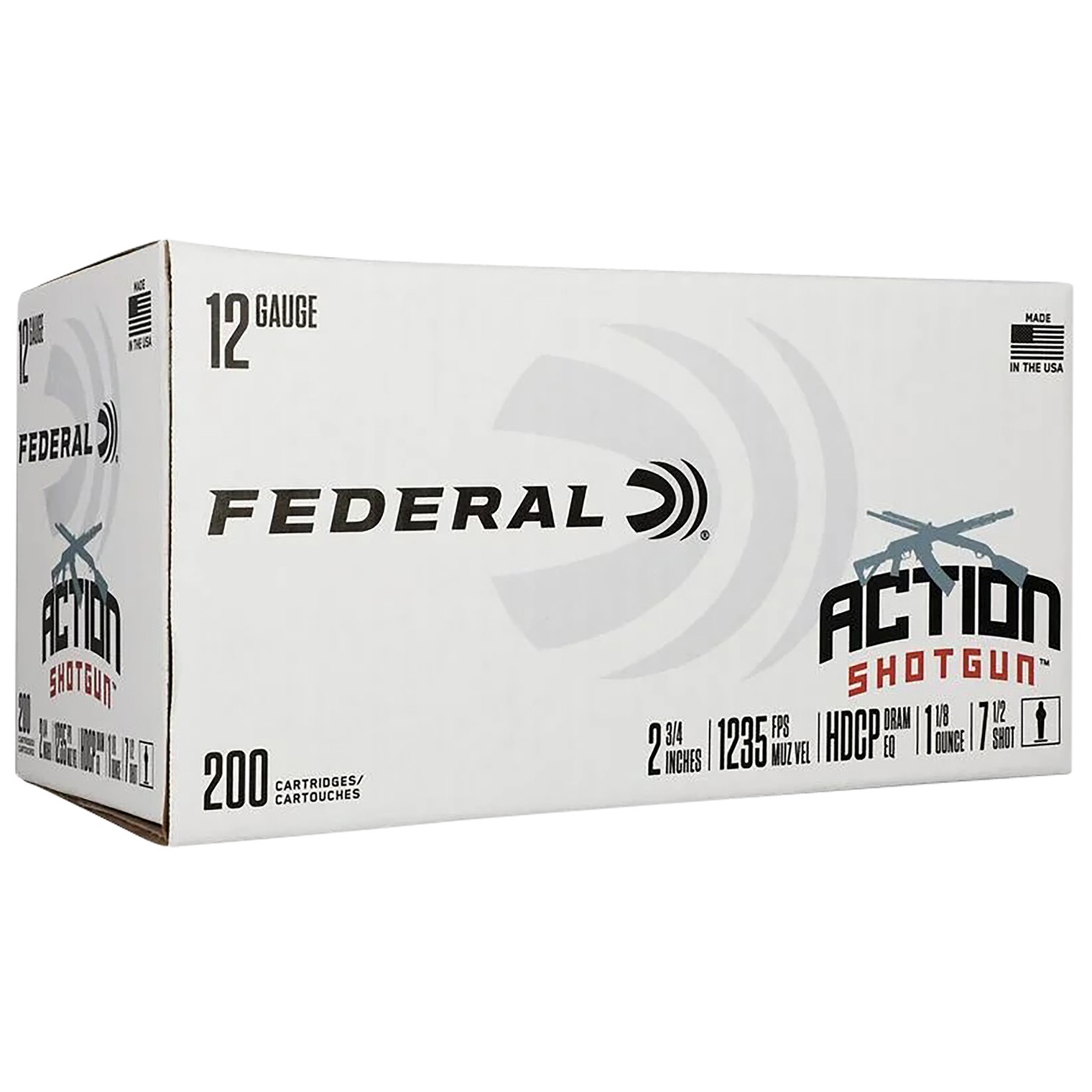 Federal AS12H75 Action Shotgun 12Gauge 2.75” 1 1/8oz 7.5Shot 200 Per Box/1 Case