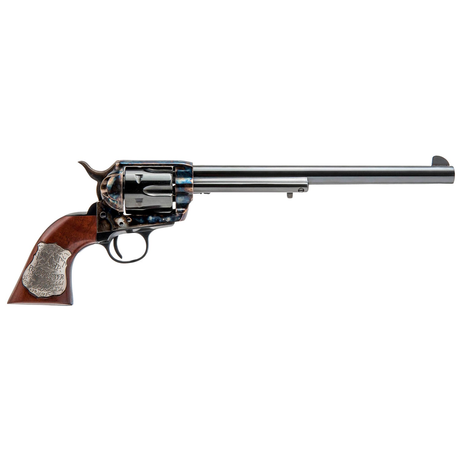 Cimarron CA558 Wyatt Earp Frontier Buntline Hollywood Series 45 Colt (LC) 6rd 10” Blued Steel Barrel & Cylinder Old Model Case Hardened Steel Frame with Walnut Grip