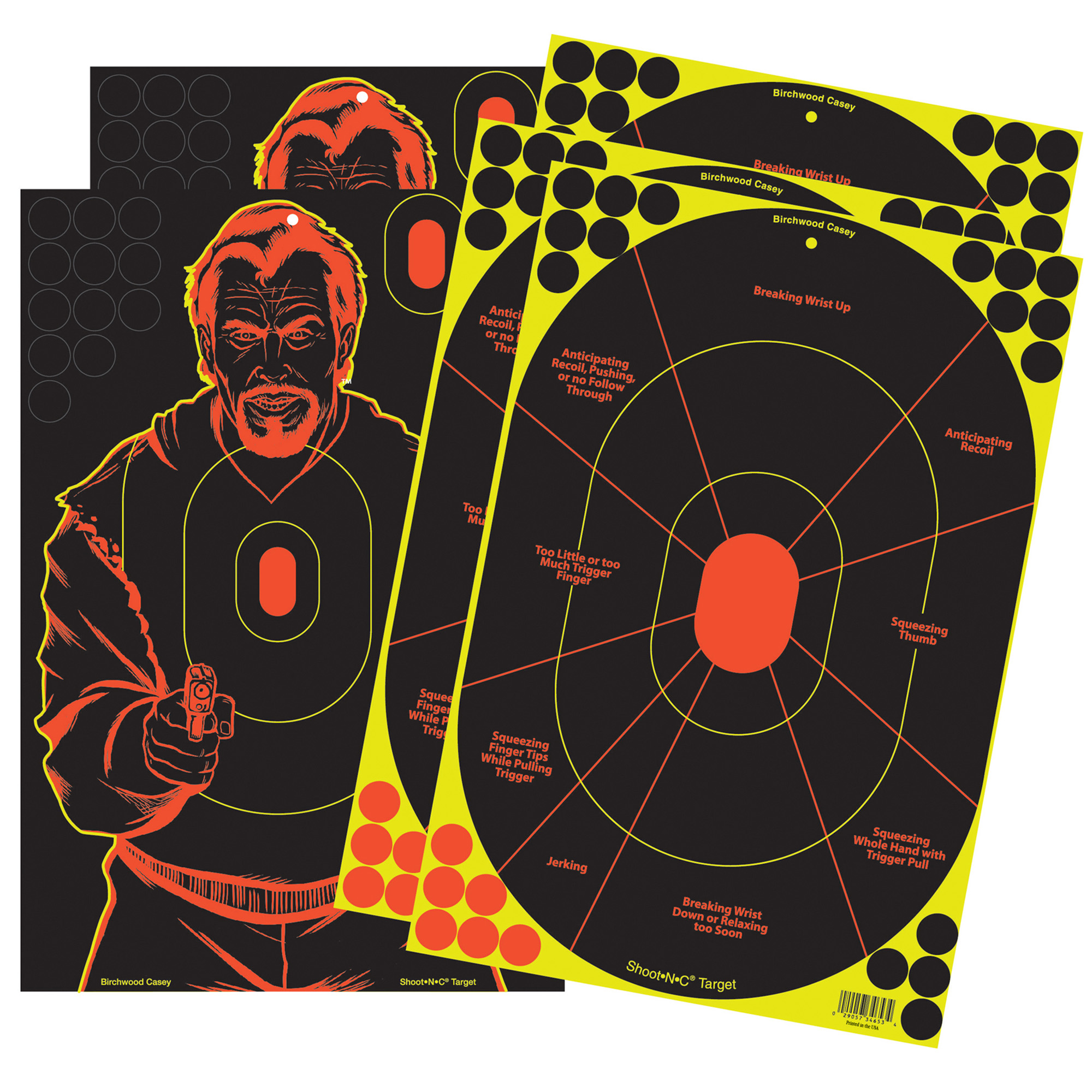 Birchwood Casey 34630 Shoot-N-C Reactive Target Combo Pack Self-Adhesive Paper Multi Color 12”x18” Oval Silhouette/Bad Guy 5 Pack
