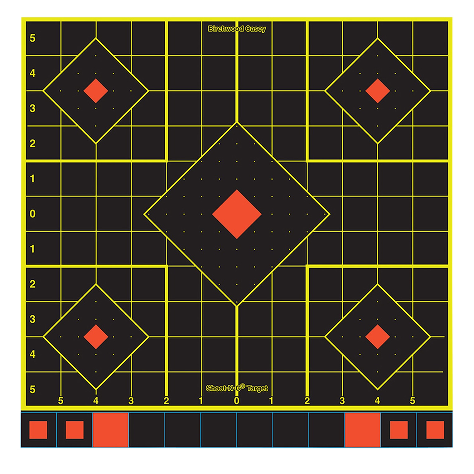 Birchwood Casey 34211 Shoot-N-C Sight-In Self-Adhesive Paper Black/Yellow/Red 12” 5-Diamond 100 Pack