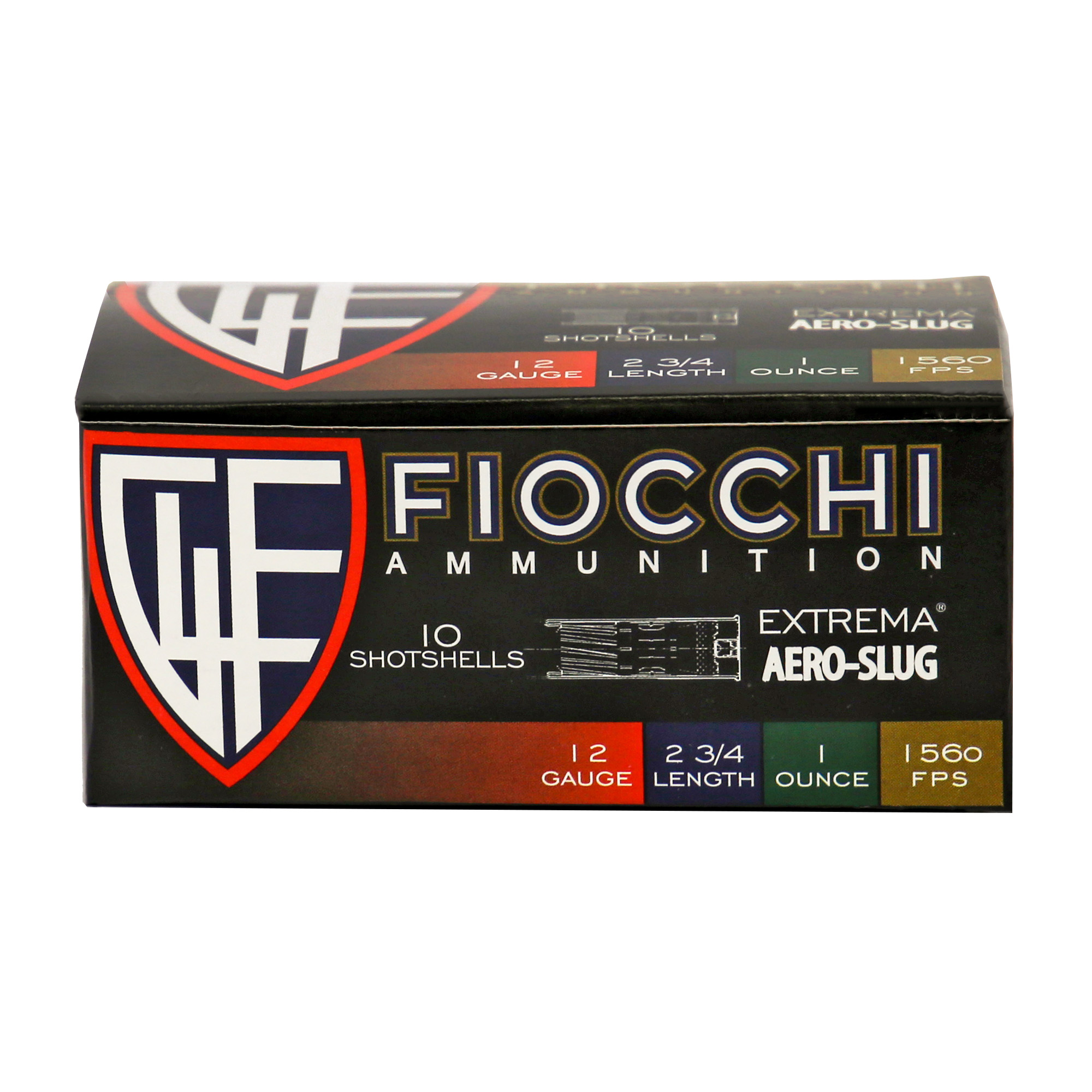 Fiocchi 12SLUG Defense Dynamics Aero 12Gauge 2.75” 1oz RifledSlug Shot 10 Per Box/25 Case