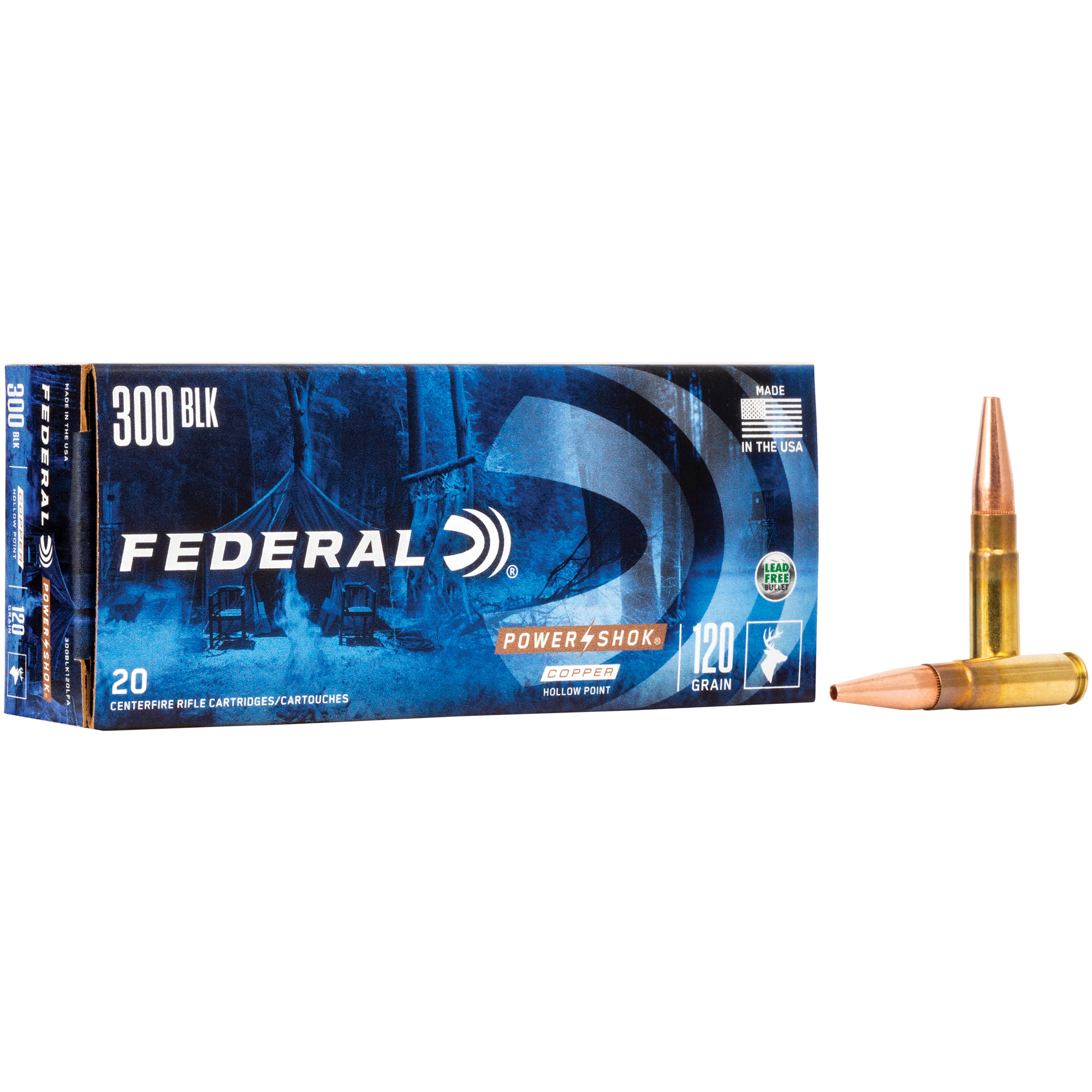 Federal 300BLK150LFA Power-Shok 300 Blackout 120 gr Copper Hollow Point 20 Bx/ 25 Cs