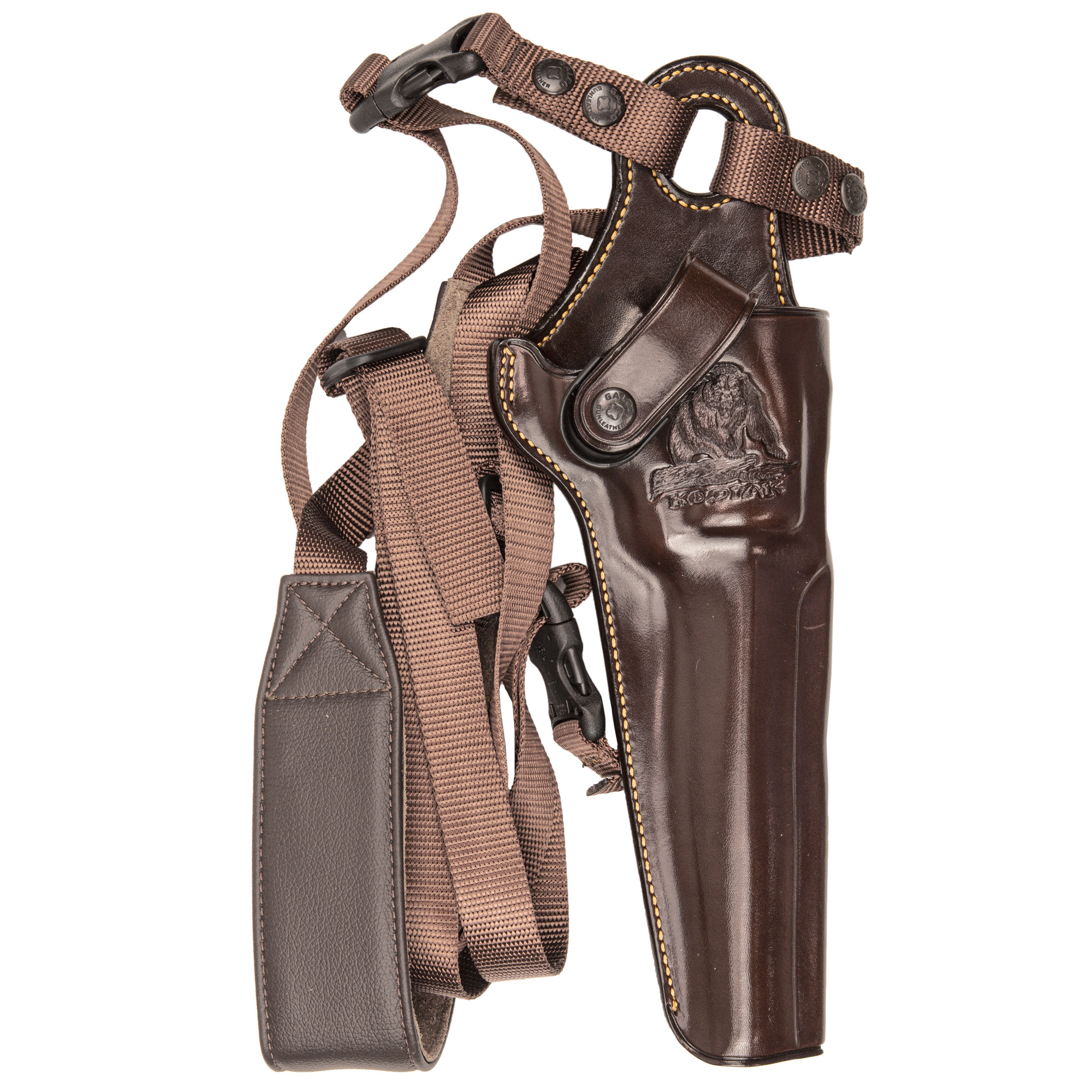 Galco KK148H Kodiak Chest Holster Havana Brown Leather Sholder Strap,Torso Strap Fits Ruger Blackhawk 7.50” Fits Freedom Arms 83 7.50” Right Hand