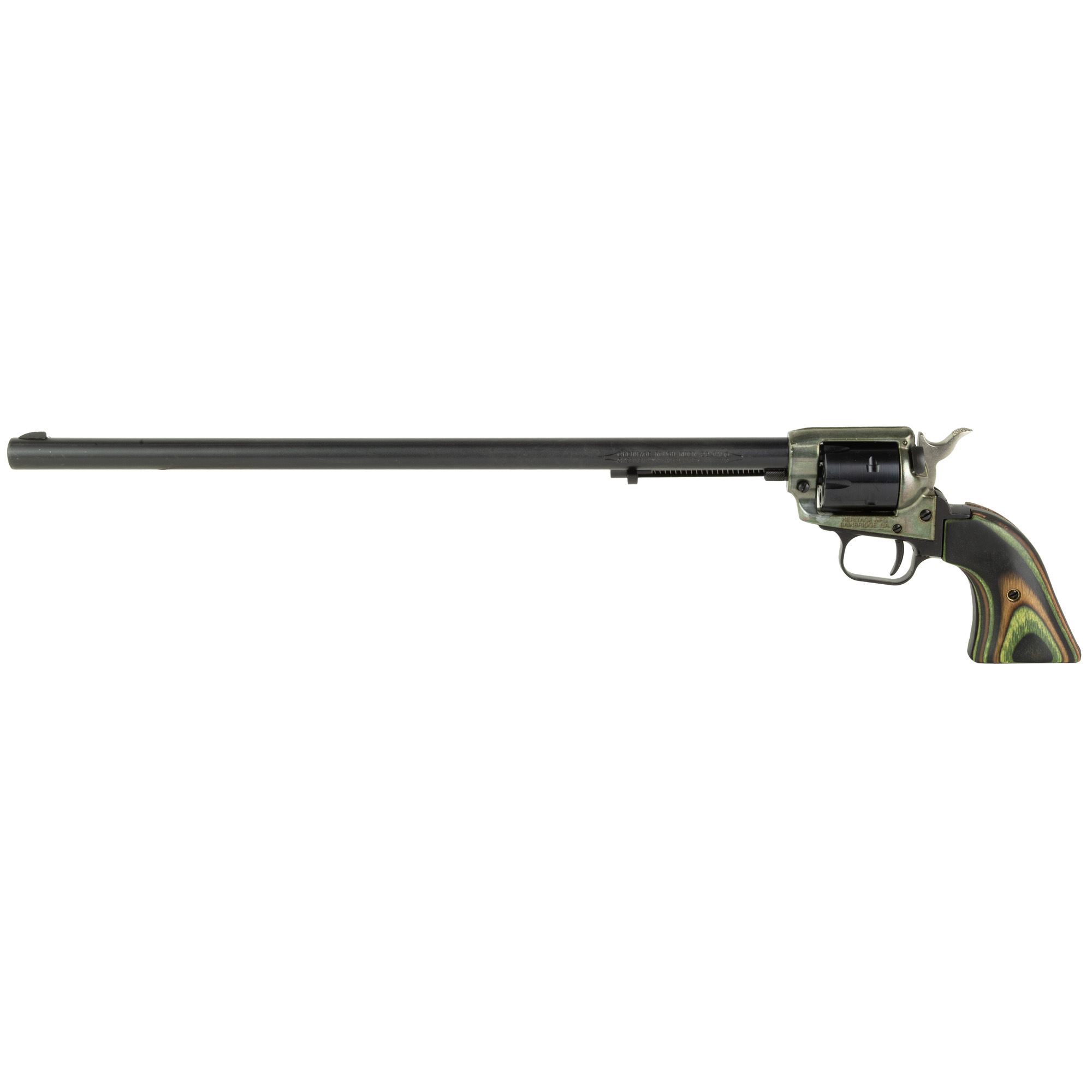 Heritage Mfg RR22CH16 Rough Rider 22 LR 6 Shot 16” Black Black Cylinder & Cylinder, Simulated Case Hardened Zamak Frame, Camo Laminate Grips