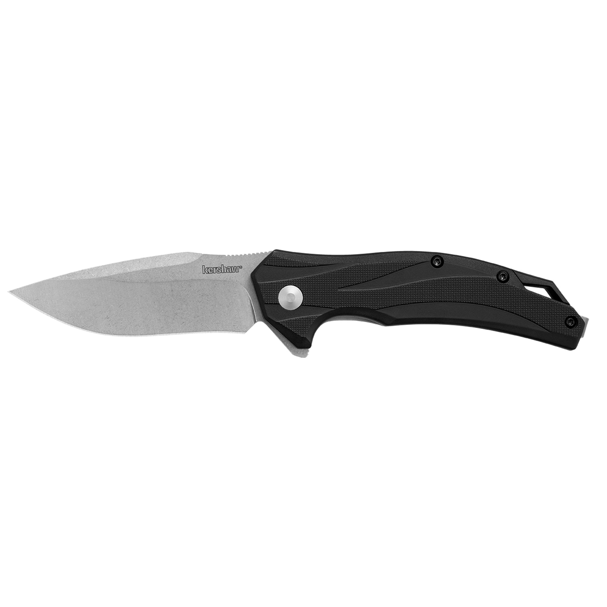 Kershaw 1645 Lateral Full Size Folding Drop Point w/Recurve Plain Stonewashed 8Cr13MoV SS Blade, Gray Textured Glass-Filled Nylon Handle Includes Pocket Clip