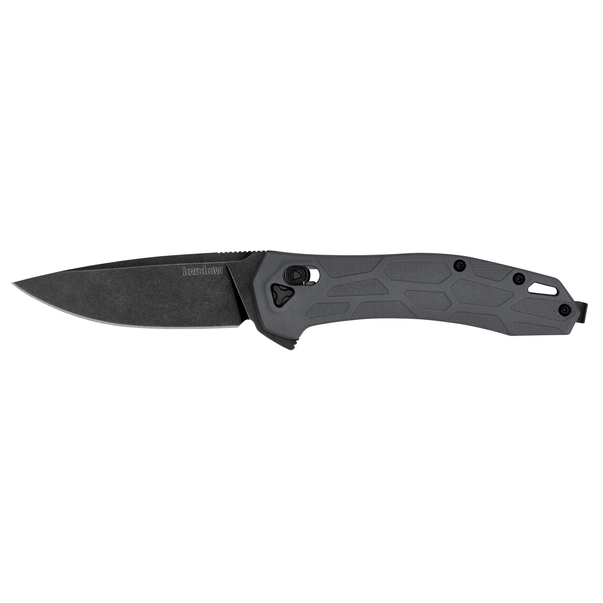 Kershaw 2042 Covalent Mid-Size 3.20” Folding Drop Point Plain Black Oxide Blackwash D2 Steel Blade, Gray Textured Pockets Glass Filled Nylon Handle, Includes Pocket Clip
