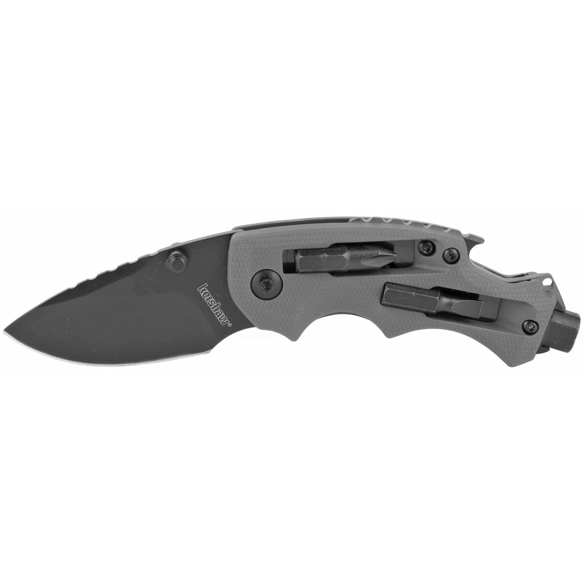 Kershaw 8720 Shuffle DIY 2.40” Folding Drop Point Plain Black Oxide 8Cr13MoV SS Blade Gray Glass-Filled Nylon Handle Includes Pocket Clip