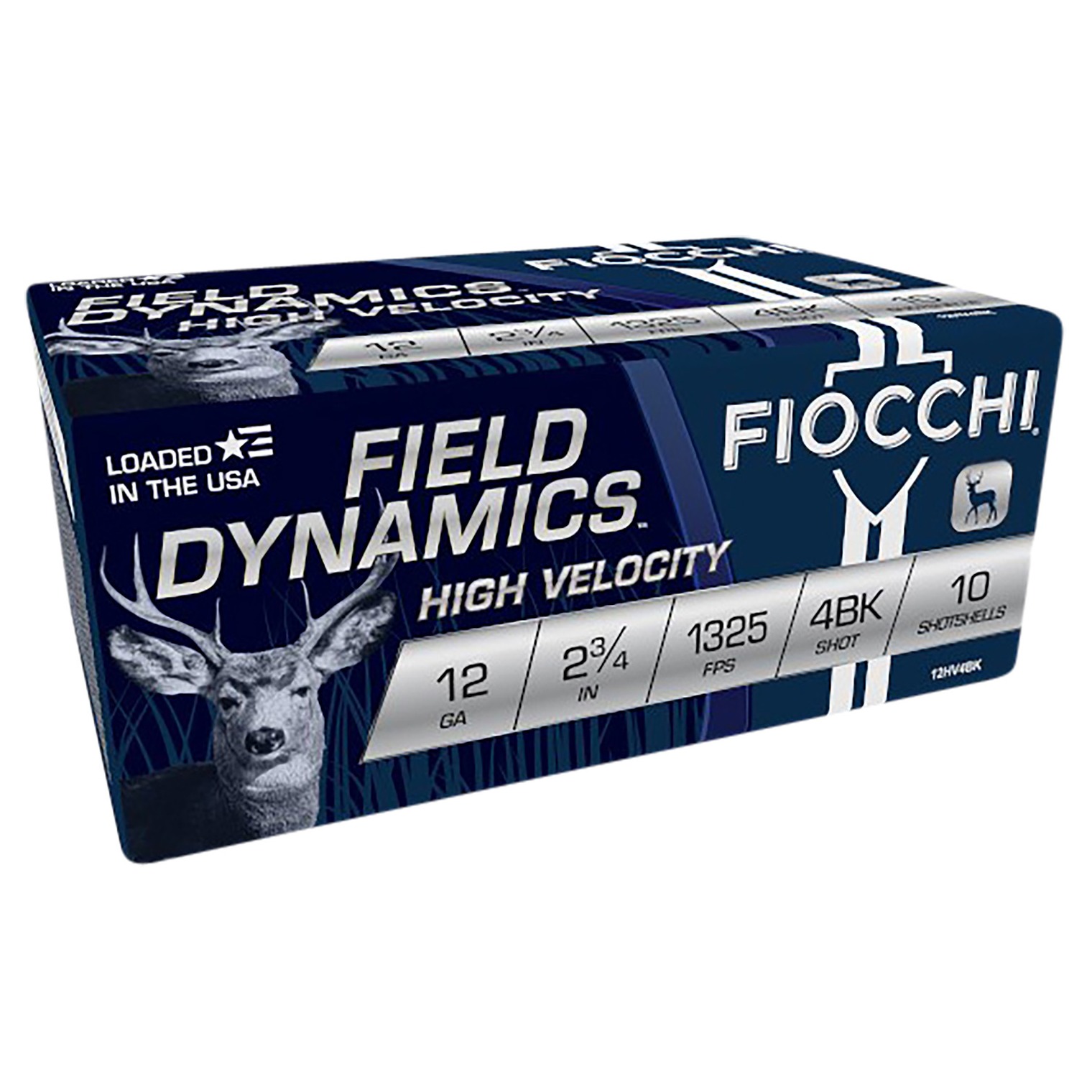 Fiocchi 12HV4BK Field Dynamics High Velocity 12Gauge 2.75” 27Pellets 4Buck Shot 10 Per Box/25 Case