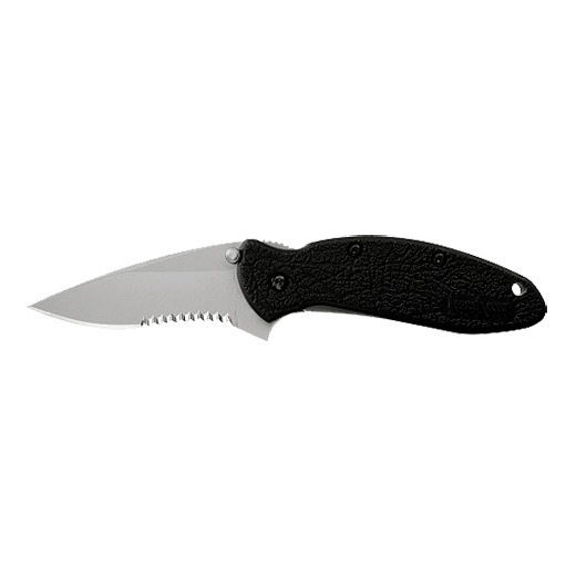 Kershaw 1620ST Scallion 2.40” Folding Drop Point Part Serrated Bead Blasted 420HC SS Blade Black Glass-Filled Nylon Handle Includes Pocket Clip