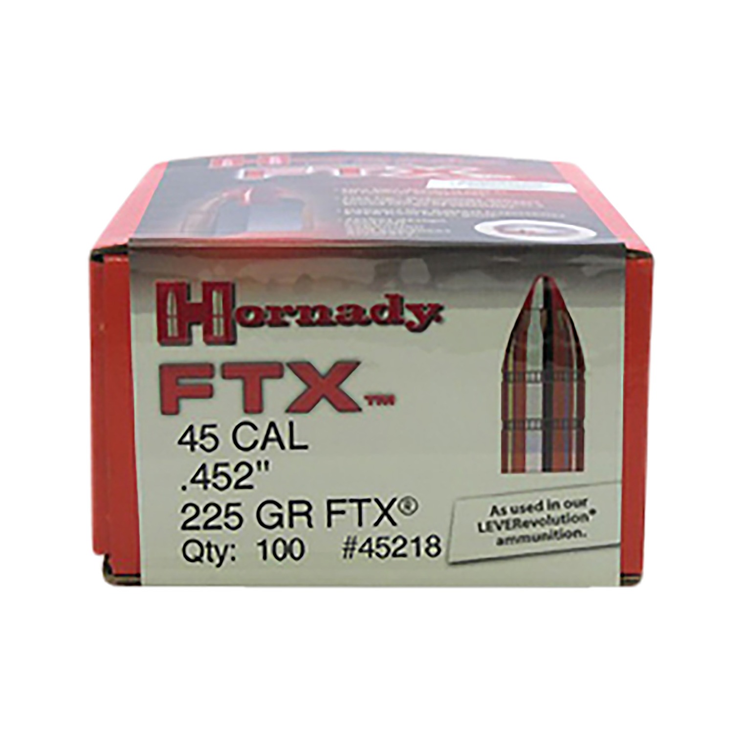 Hornady 45218 FTX 45 Cal .452 225 gr Flex Tip eXpanding 100 Per Box/ 15 Case