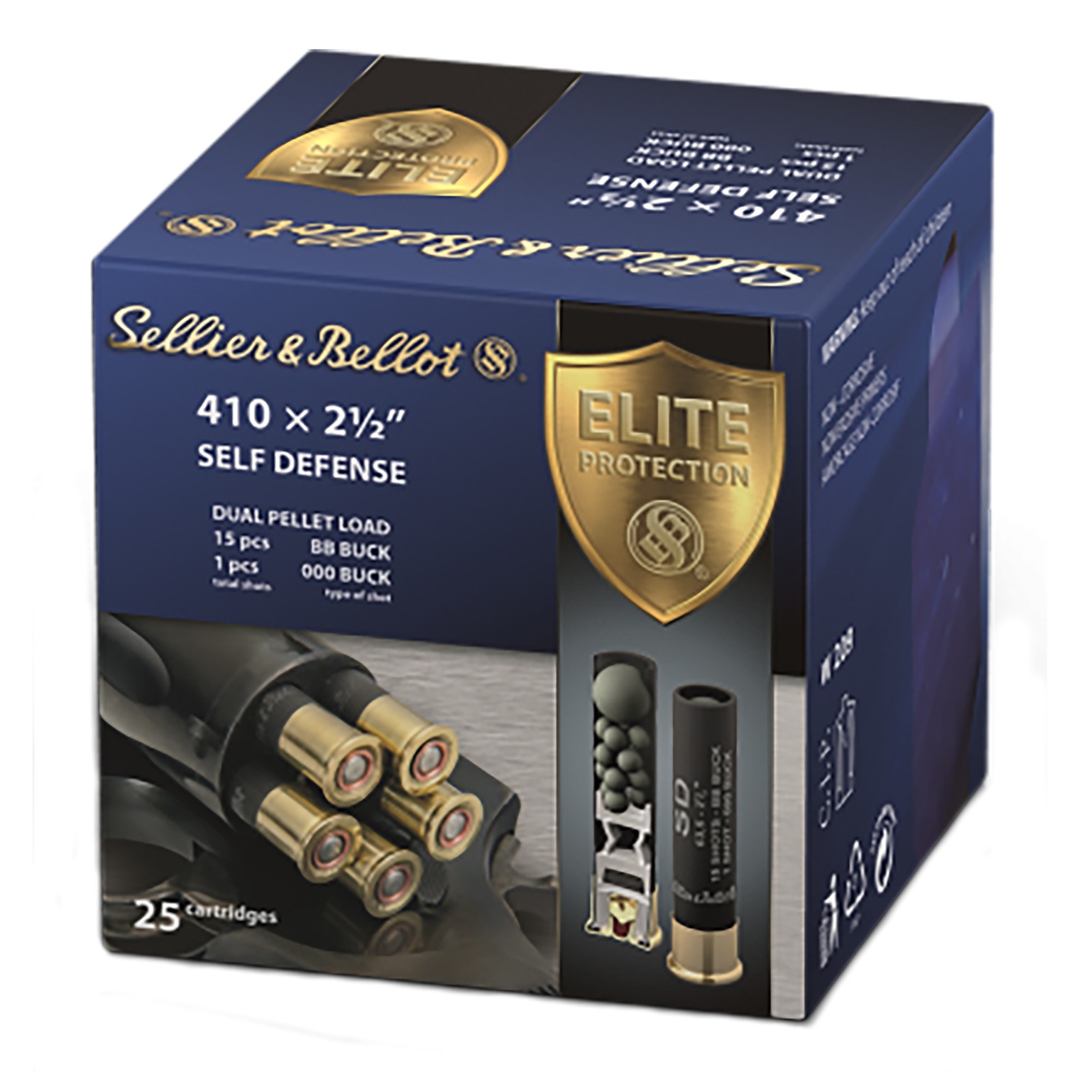 Sellier & Bellot SB410SDA Self Defense 410Gauge 2.50” 15 Pellets 1/2oz 000Buck Shot 25 Box/20 Case