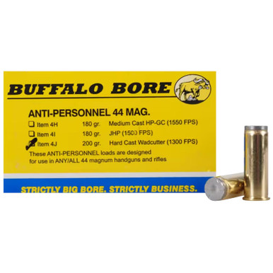Buffalo Bore Ammunition 4J20 Anti-Personnel Strictly Business 44Rem Mag 200gr Hard Cast Wadcutter 20 Per Box/12 Case